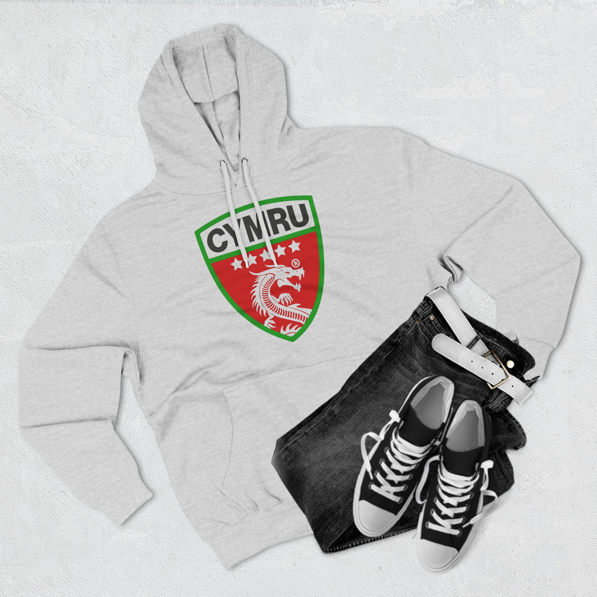 TⓗeCymruDesign 'Original' Three-Panel Fleece Hoodie